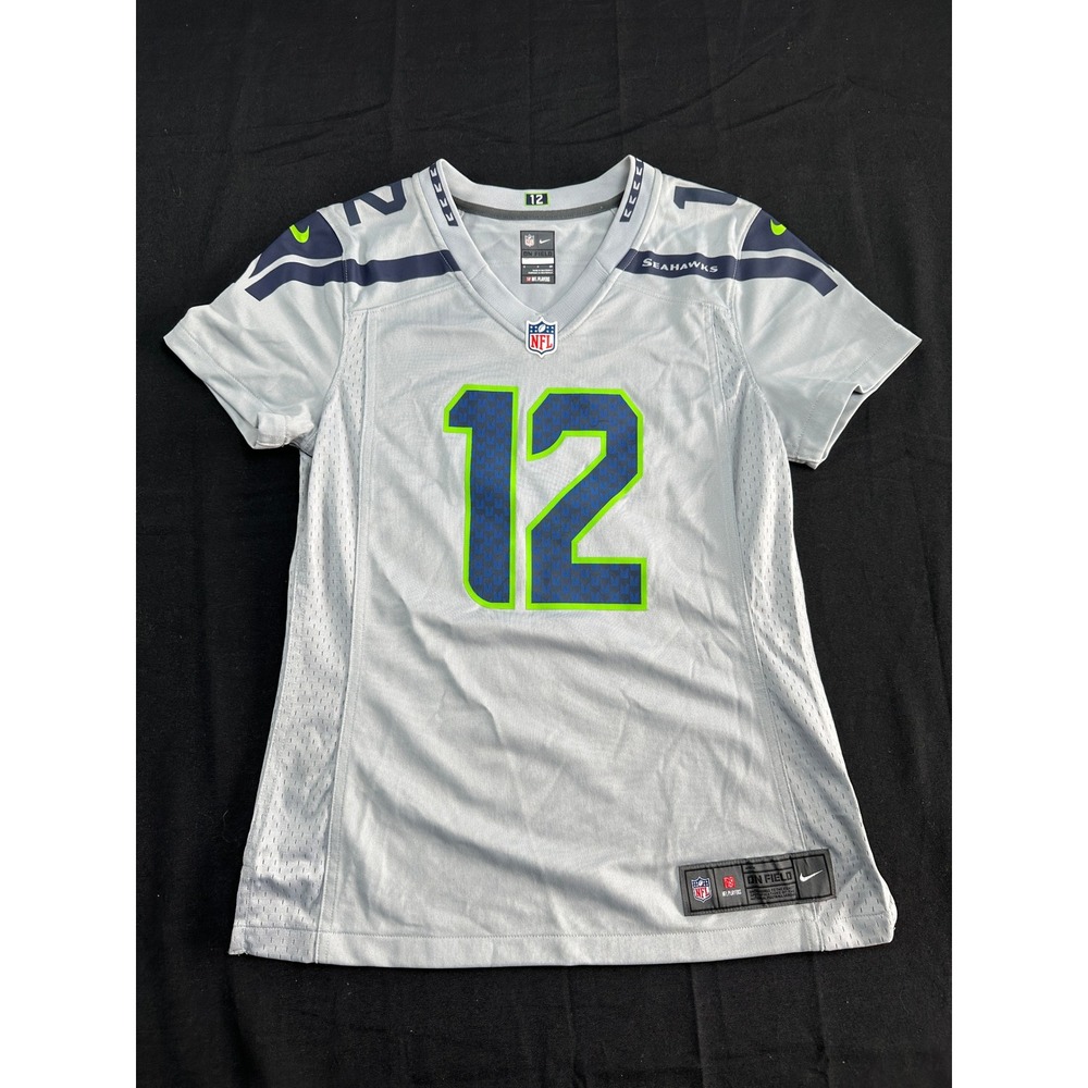 Nike Seattle Seahawks 12th Man Fan Jersey Womens Small Wolf Grey NFL On Field - Picture 1 of 6